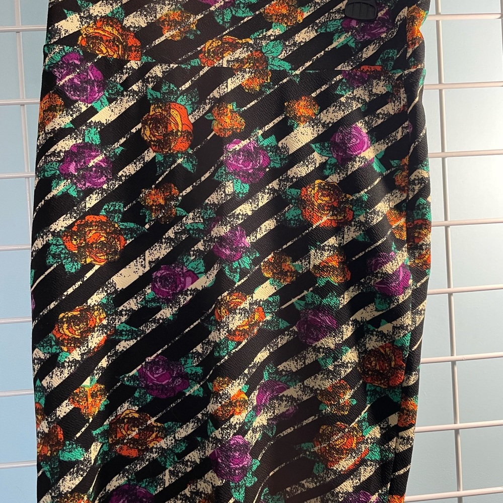 LuLaRoe Pencil Skirt with Floral Stripes